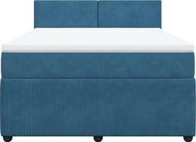 vidaXL Κρεβάτι Boxspring με Στρώμα Μπλε 160x200 εκ. Βελούδινο