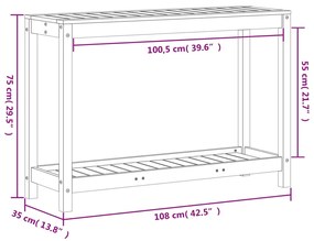 ΤΡΑΠΕΖΙ ΚΗΠΟΥΡΙΚΗΣ ΜΕ ΡΑΦΙ ΚΑΦΕ 108X35X75ΕΚ. ΜΑΣΙΦ ΞΥΛΟ ΠΕΥΚΟΥ 844630