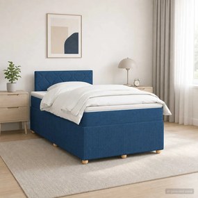 VidaXL Κρεβάτι box spring με στρώμα Μπλε 120 x 190 cm Ύφασμα