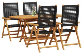 vidaXL Σέτ φαγητού για κήπο 5 pcs Μαύρο