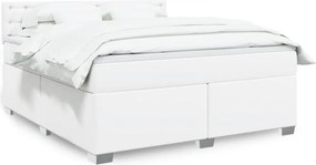 vidaXL Κρεβάτι Boxspring με Στρώμα Λευκό 180x200 εκ. Συνθετικό Δέρμα