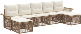 vidaXL Σετ Καναπέ Κήπου 7 pcs Μπεζ συνθετικό ρατάν