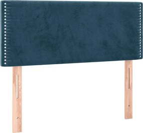 vidaXL Κρεβάτι Boxspring με Στρώμα Σκούρο Μπλε 100x200 εκ. Βελούδινο