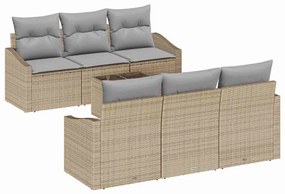 vidaXL Σετ Καναπέ Κήπου με μαξιλάρι 7 pcs Μπεζ, Γκρι 55 x 55 x 37 εκ