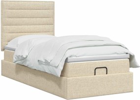 vidaXL Κρεβάτι Ottoman με στρώμα με κεφαλάρι Κρεμ 90 x 190 cm Ύφασμα
