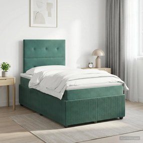 vidaXL Κρεβάτι box spring με στρώμα Σκούρο Πράσινο 120 x 190 cm