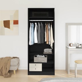 vidaXL Μαύρη Βελανιδιά Ντουλάπα 80 x 50 x 200 εκ. - Σκληρό Ξύλο