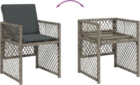 vidaXL Σετ Τραπεζαρίας Κήπου 9 τεμ. Γκρι Συνθ. Ρατάν με Μαξιλάρια