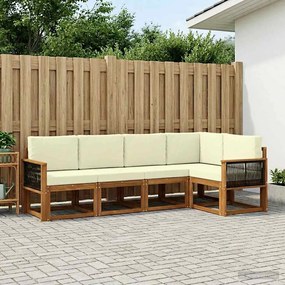 vidaXL Σειρά Καναπέ Εξωτερικού 5 pcs Φυσικό και Κρέμα Πολυεστέρας
