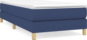 vidaXL Κρεβάτι Boxspring με Στρώμα Μπλε 90x190 εκ.Υφασμάτινο