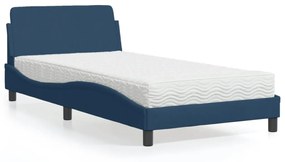 Κρεβάτι με Στρώμα Μπλε 100 x 200 εκ. Υφασμάτινο