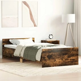 vidaXL Πλαίσιο Κρεβ. Χωρ. Στρώμα Καπνιστή Δρυς 90x200 εκ. Επεξ. Ξύλο