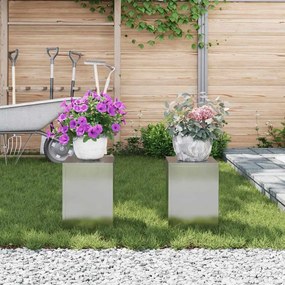vidaXL Βάση φυτών 2 pcs Ασημί 24 x 24 x 35 εκ. Ανοξείδωτο ατσάλι