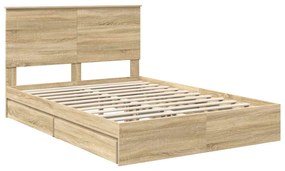 vidaXL Κρεβάτι Αποθήκης Δρύς Sonoma 150 x 200 cm Επεξεργασμένο ξύλο