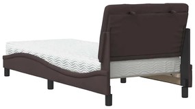 vidaXL Κρεβάτι με Στρώμα Σκούρο Καφέ 90x190 εκ. Υφασμάτινο