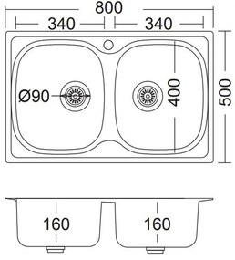 Νεροχύτης Fortinox Valley 50-80 x 50 εκ.-λείο