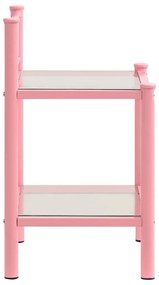 Κομοδίνο Ροζ και Διαφανές 45x34,5x60,5 εκ. από Μέταλλο &amp; Γυαλί - Ροζ