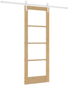 vidaXL Συρόμενη Πόρτα Καφέ 73.5 x 198.5 εκ. Μασίφ ξύλο πεύκου