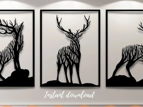Intra απο ξύλο plywood Χρώμα wenge 3mm-4mm πάχος - κοπής με λέιζερ Deer Wall Art DFX PNG Δίασταση 40x50 cm INTRAFABR-120361817