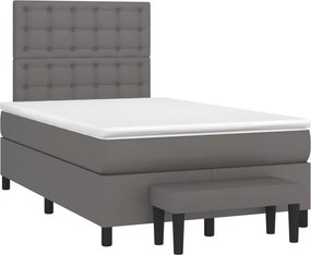vidaXL Κρεβάτι Boxspring με Στρώμα Γκρι 120x190εκ. από Συνθετικό Δέρμα
