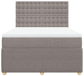 Κρεβάτι Boxspring με Στρώμα Taupe 140x190 εκ. Υφασμάτινο - Μπεζ-Γκρι