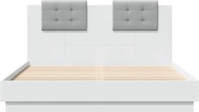 vidaXL Πλαίσιο Κρεβατιού με Κεφαλάρι και LED Λευκό 120 x 200 εκ.