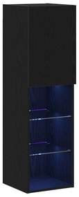 vidaXL LED Τηλεοπτική Ντουλάπα 2 τμχ Μαύρη Δρύς 30,5x30x102 εκ. Επεξεργασμένο ξύλο