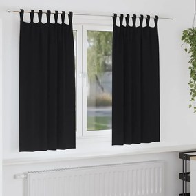 vidaXL Κουρτίνες Μαύρης Ύφανσης με Δαχτυλίδια 2 pcs Μαύρο
