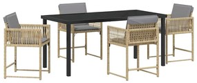 vidaXL Σέτ φαγητού για κήπο 5 pcs Μπεζ συνθετικό ρατάν