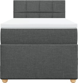 vidaXL Κρεβάτι Boxspring με Στρώμα Σκούρο Γκρι Single Υφασμάτινα