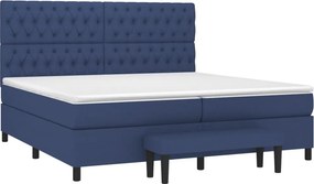 vidaXL Κρεβάτι Boxspring με Στρώμα Μπλε 200x200 εκ. Υφασμάτινο