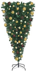 vidaXL Χριστουγεννιάτικο Δέντρο Τεχνητό Ανάποδο με LED/Μπάλες 120 εκ.