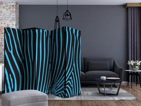 Διαχωριστικό με 5 τμήματα - Zebra pattern (turquoise) II [Room Dividers]