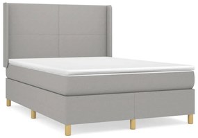 Κρεβάτι Boxspring με Στρώμα Ανοιχτό Γκρι 140x190 εκ. Υφασμάτινο - Γκρι