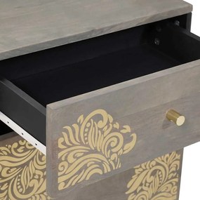 vidaXL Κομοδίνο με συρτάρι Γκρι 50 x 33 x 60 εκ Μασίφ ξύλο μάνγκο