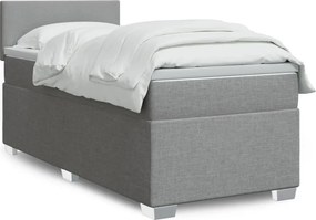 vidaXL Κρεβάτι Boxspring με Στρώμα Ανοιχτό Γκρι 80x200 εκ. Υφασμάτινο