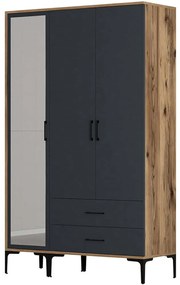 Ντουλάπα Τρίφυλλη Kumsal 845HCT5454 120x47,5x201,4cm Walnut-Anthracite Τρίφυλλη