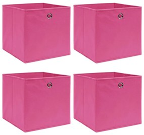 Κουτιά Αποθήκευσης 4 τεμ. Ροζ 32 x 32 x 32 εκ. Υφασμάτινα - Ροζ