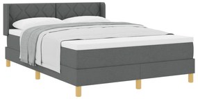 vidaXL Κρεβάτι με βάθος και στρώμα σκούρο γκρι 140 x 200 εκ από ύφασμα