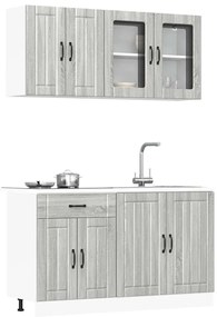 vidaXL Σετ Ντουλαπιών Κουζίνας 4 Τεμαχίων "Lucca" Γκρι από Τεχνητό Ξύλο Sonoma