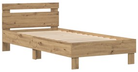 vidaXL Κρεβάτι με LED Φώτα Artisan Oak 100x200 εκ