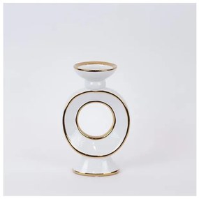 Κηροπήγιο Κεραμικό Λευκό & Χρυσό 15.3x10x25.5cm 752-25056 Estheti-752-25056-Λευκό-Χρυσό 752-25056