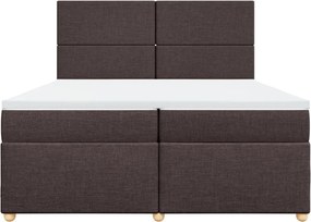 vidaXL Κρεβάτι Boxspring με Στρώμα Σκούρο Καφέ 200x200 εκ. Υφασμάτινο