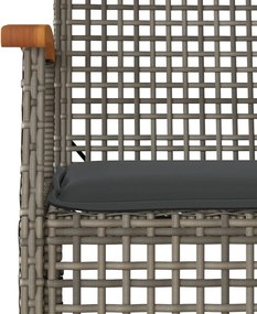 vidaXL Σετ Τραπεζαρίας Κήπου 9 τεμ. Γκρι Συνθ. Ρατάν με Μαξιλάρια