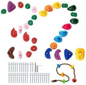 VEVOR 32 Rock Climbing Holds Climbing Rocks with Colored Climbing Rope Hardware