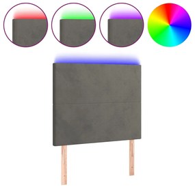 vidaXL Κεφαλάρι Κρεβατιού LED Σκούρο Γκρι 80x5x118/128 εκ. Βελούδινο