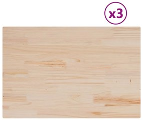 vidaXL Επιφάνειες Τραπεζιού Ορθογώνιες 3 τεμ. 80x53x2,5 εκ Μασίφ Πεύκο