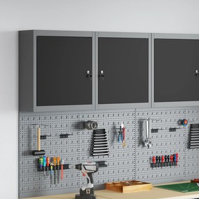 vidaXL Ντουλάπι Εργαλείων με ράφι Μαύρο και γκρι 50 x 20 x 55 εκ.