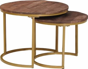 vidaXL Τραπεζάκια Καφέ Στερεών 2 pcs Μασίφ ξύλο μάνγκο και χάλυβας