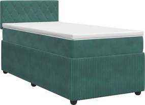 vidaXL Κρεβάτι box spring με στρώμα Σκούρο Πράσινο 80 x 200 cm Βελούδο